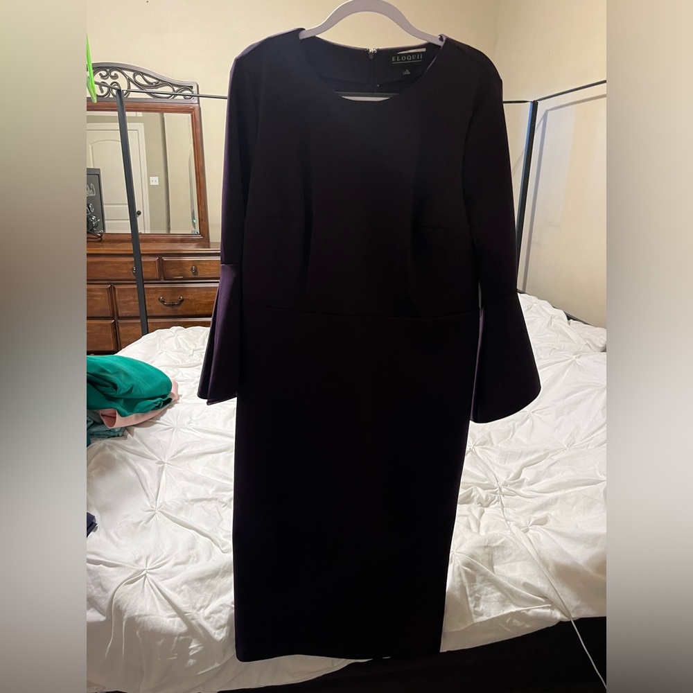 Eloquii Flare Sleeve Scuba Dress